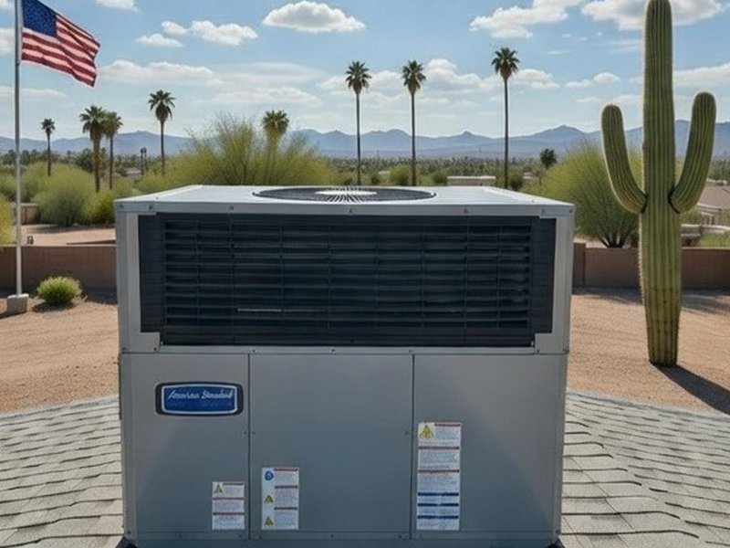 American Standard package HVAC unit during a Tucson residential installation